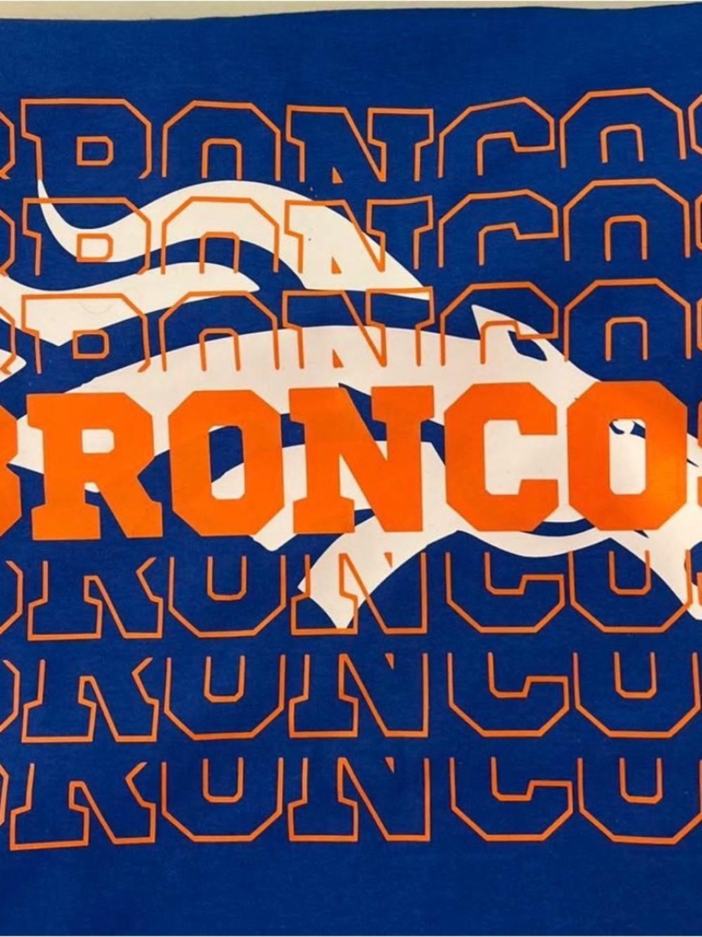 Denver Broncos Graphic Short Sleeve Tee in Royal Blue and Orange
